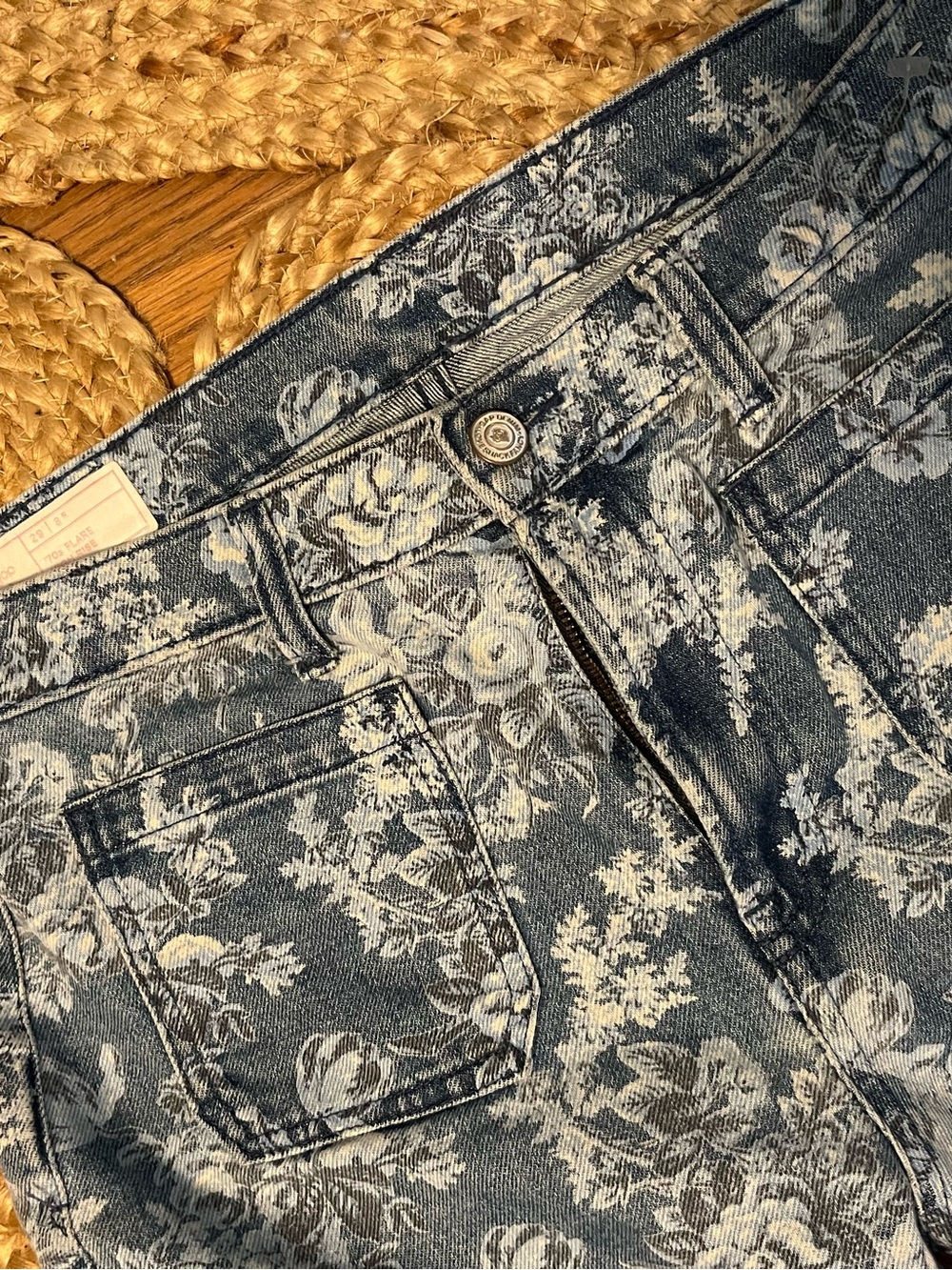 Gap LoveShackFancy Floral Print Blue Women's Flared Jeans - Picture 2 of 6